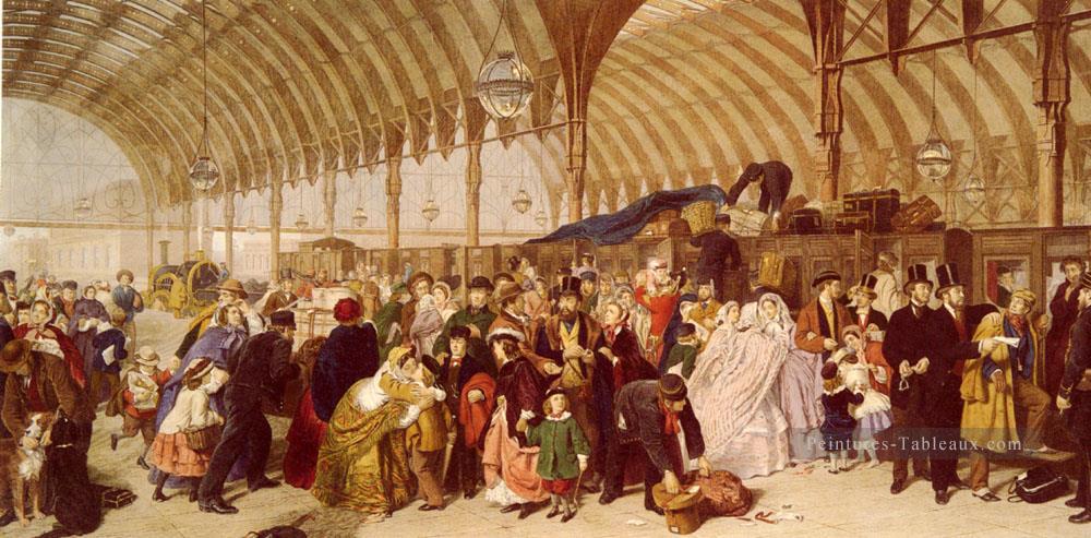 La gare victorienne scène sociale William Powell Frith Peintures à l'huile